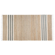 Tappeto in iuta con motivo a righe e nappe beige e grigio 80 x 150 cm soggiorno camera da letto ingresso