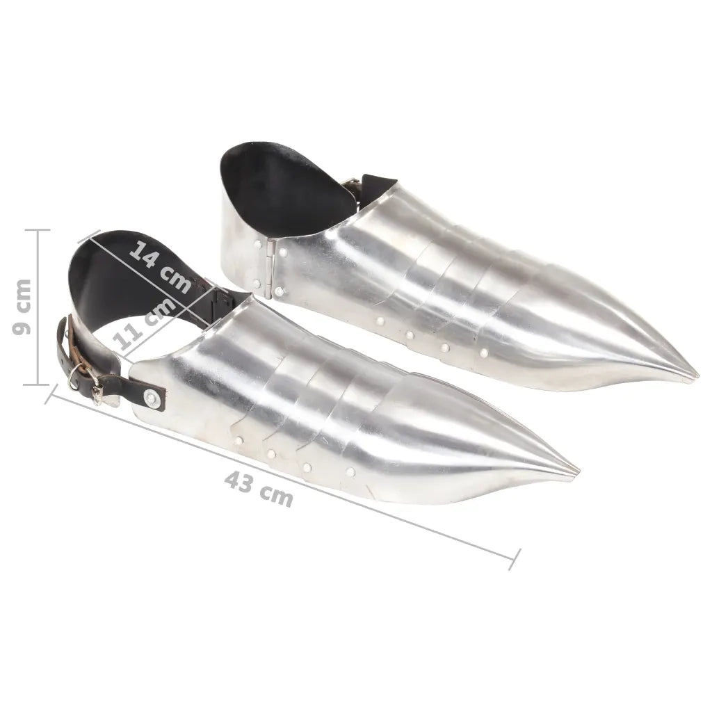 Scarpe d'Armi per Cavalieri Medievali LARP Argento in Acciaio CFW5006993