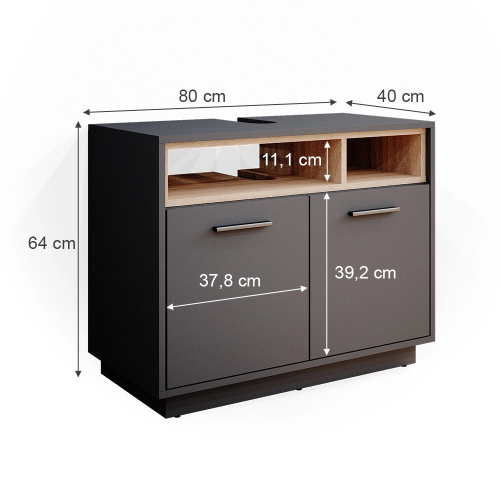 Vicco Mobile sottolavabo per bagno Antracite 80 x 64 cm