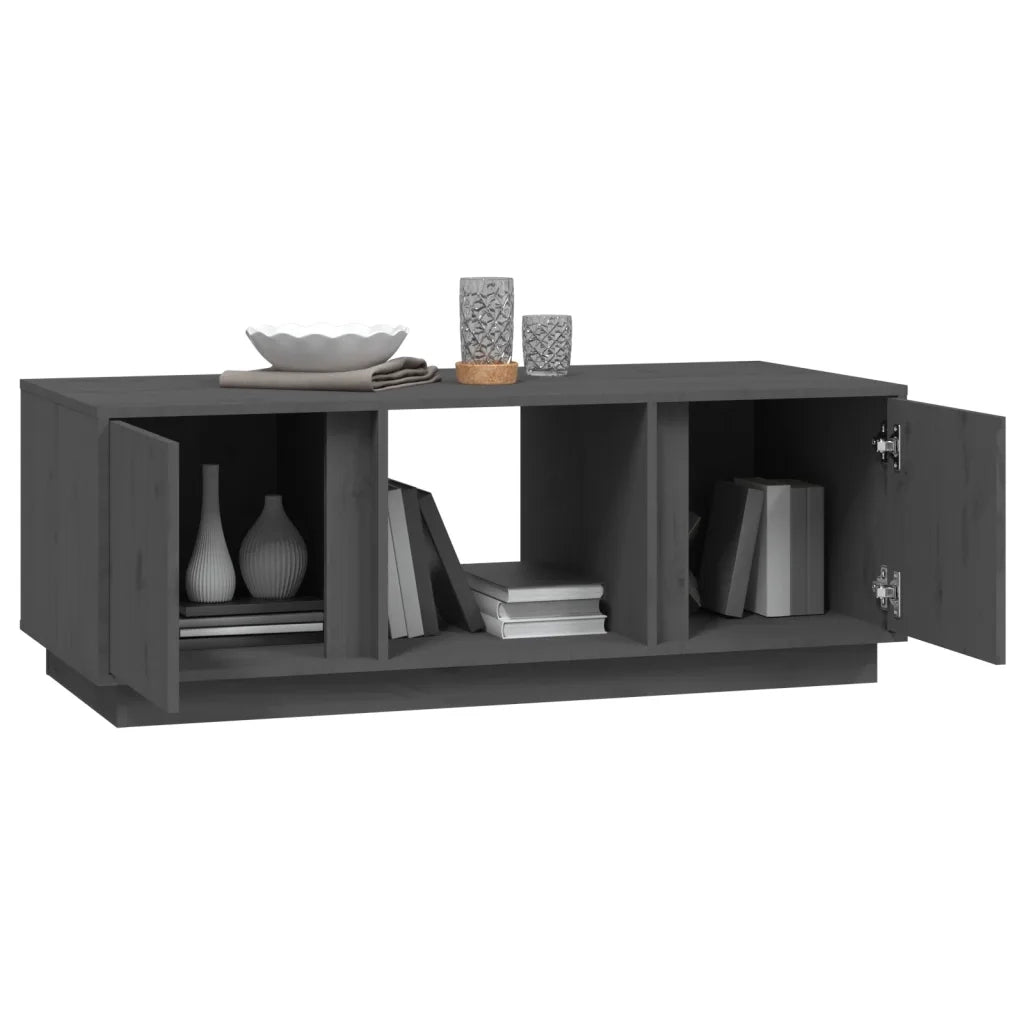 Tavolino da Salotto Grigio 110x50x40 cm Legno Massello di Pino 814426
