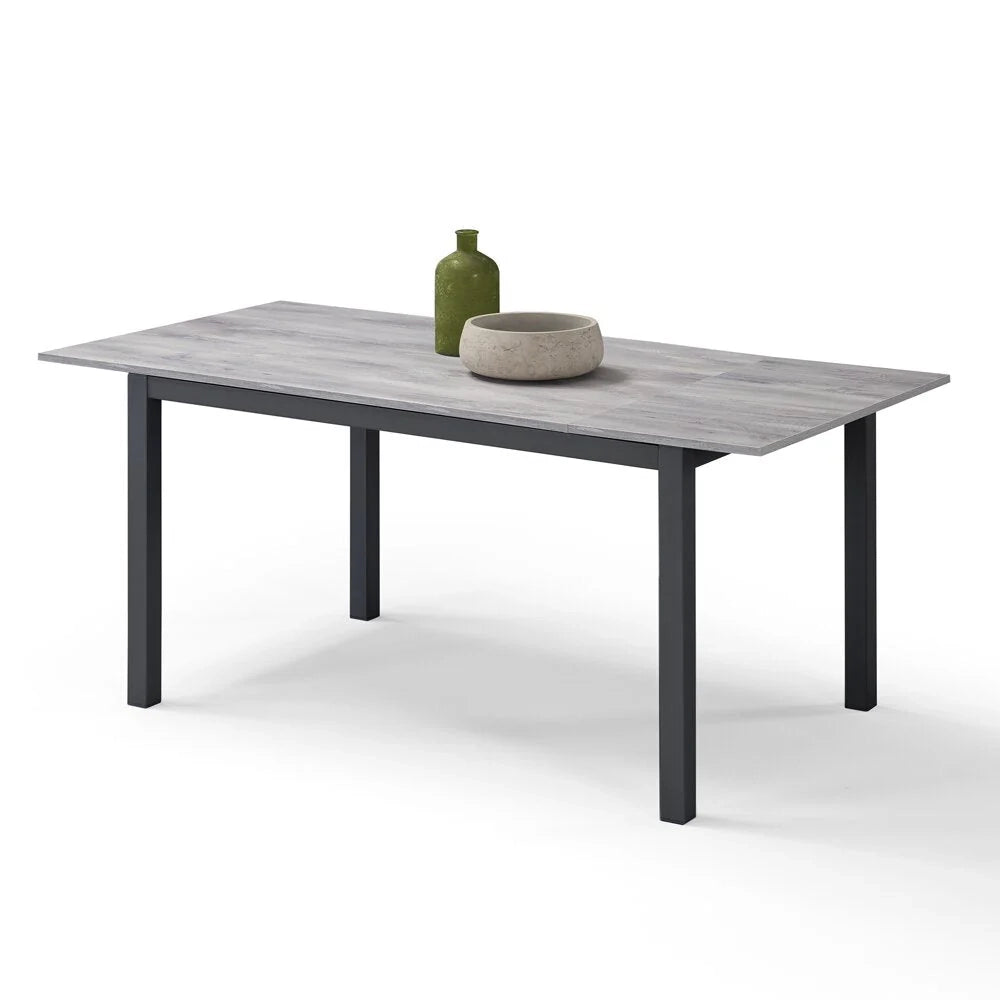 Tavolo da pranzo allungabile Cemento Ghisa 110x70 modello GIOTTO MADE IN ITALY con allunga laterale 40 cm per sala da pranzo, cucina e soggiorno, design moderno