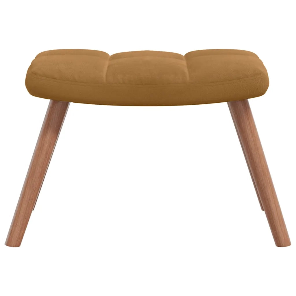 Sedia a dondolo con sgabello in velluto marrone 328158