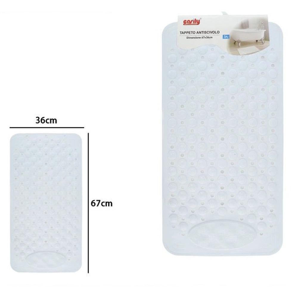 Trade Shop - Tappeto Tappetino Antiscivolo Bianco Per Vasca Da Bagno Doccia 67 X 36 Cm 87556 -