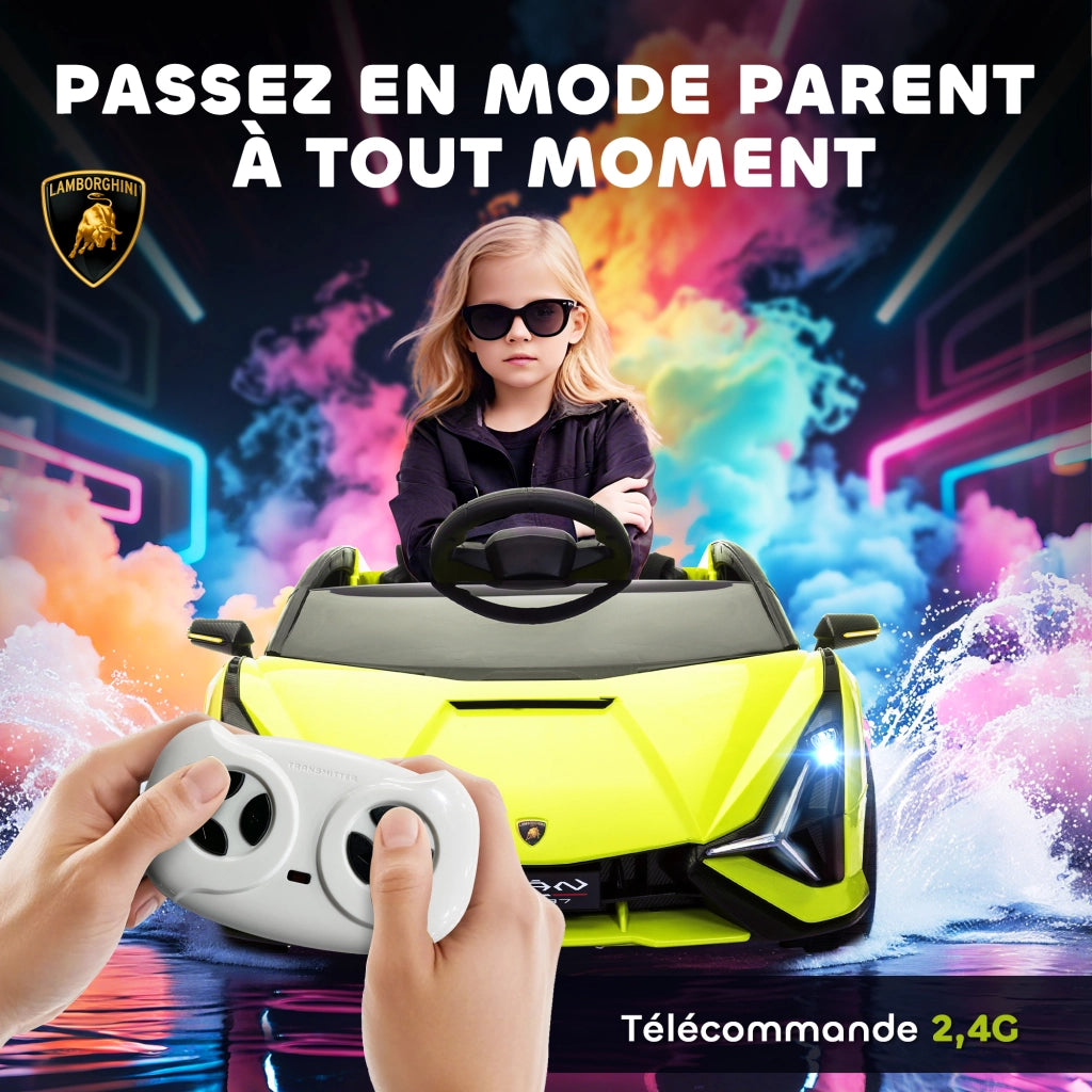 Auto elettrica Lamborghini Sian per Bambini ¨C zephmum ¨C Verde, Telecomando 2.4G