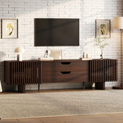 Mobile TV 180x40x45 cm con 2 cassetti e ante a lamelle in MDF
