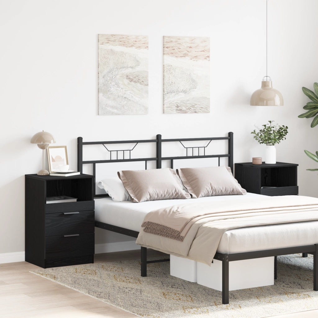 Comodini 2 pezzi Nero Rovere 40x35x65 cm Legno ingegnerizzato