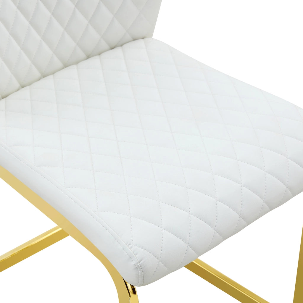 SEDIA da pranzo schienale alto 100 cm in PU bianco e metallo oro, set da 2 pezzi