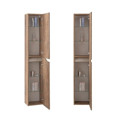 Mobile bagno sospeso 100cm tabacco e tortora con pensile e lavabo Sumya