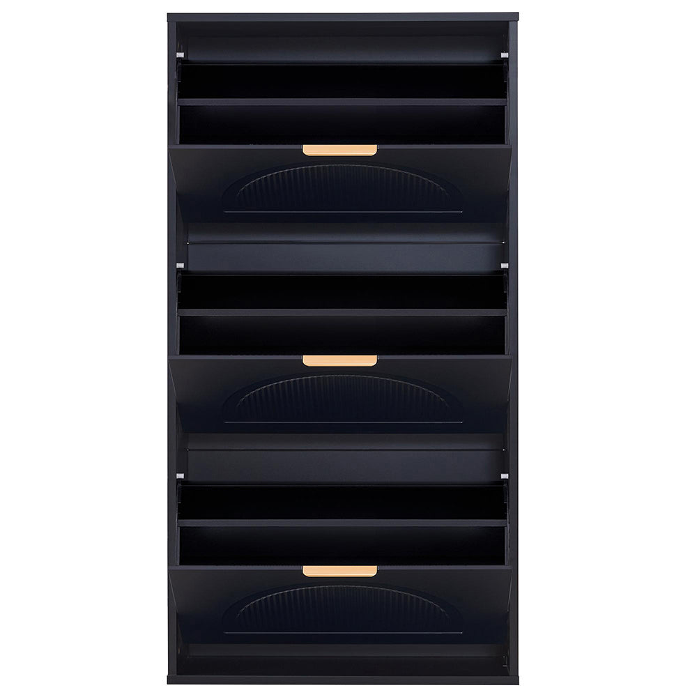 Armadio per scarpe stretto a 3 ante - Xylo - 60x24x114 cm - Nero