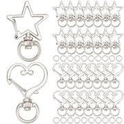 Manicotto da chiave rotativo - 40 pezzi - chiusura a crociera - forma stella/ cuore - lega - per creare gioielli - clip