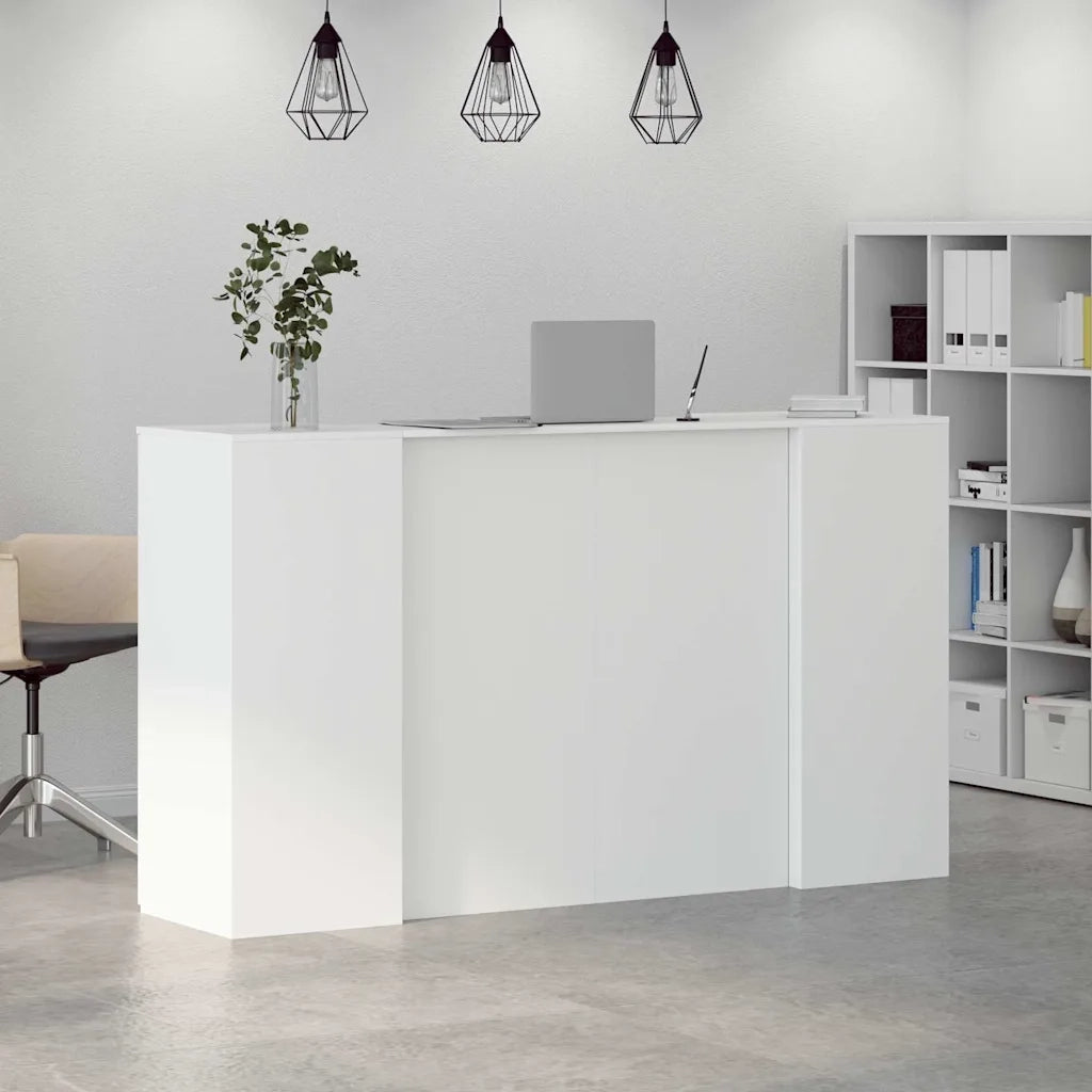 Scrivania per Reception Bianca 180x50x103,5 cm in Legno Massello 3324169