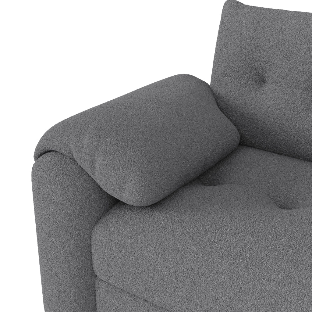 Divano modulare in teddy grigio con contenitore e tavolino