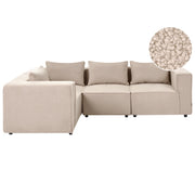Divano a 4 posti in tessuto bouclè beige modulare lato destro stile minimale moderno