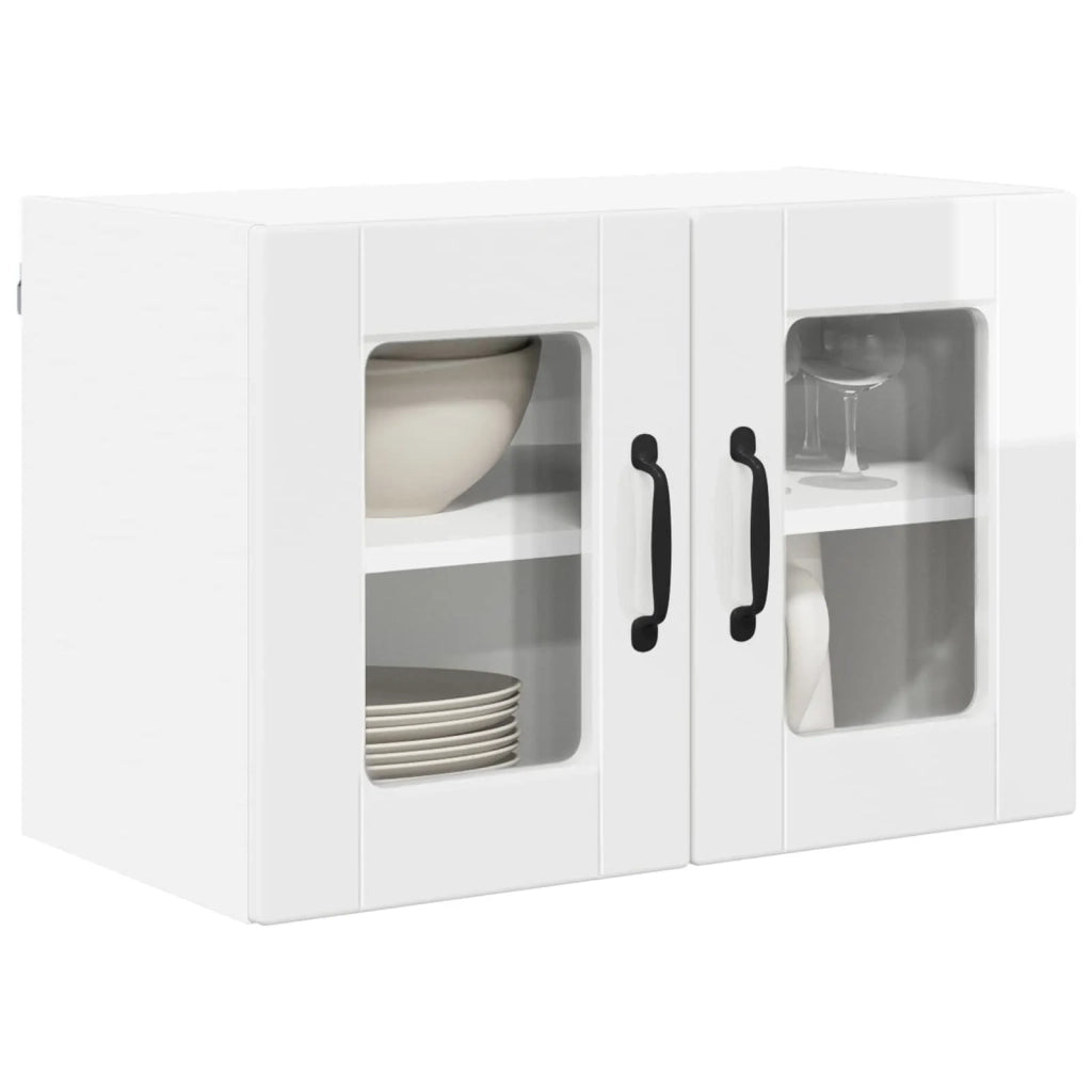 Mobile da cucina con porta 2 pz-Set di 2 Armadio da cucina Bianco Lucido 60 x 31 x 40 cm 440215
