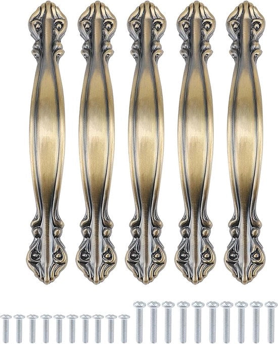 10 pezzi di maniglie in forma di arco vintage - 109 cm di lunghezza - bronzo verde - maniglie di porta con 64 mm di distanza
