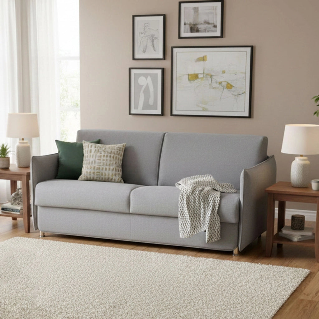 Monleale, Divano Fisso 2 Posti Sfoderabile Made in Italy, 160x95x90h cm Grigio