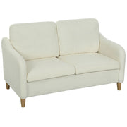 Divano 2 Posti Moderno 137x69x82 cm con Cuscini Spessi e Rivestimento Sherpa Crema