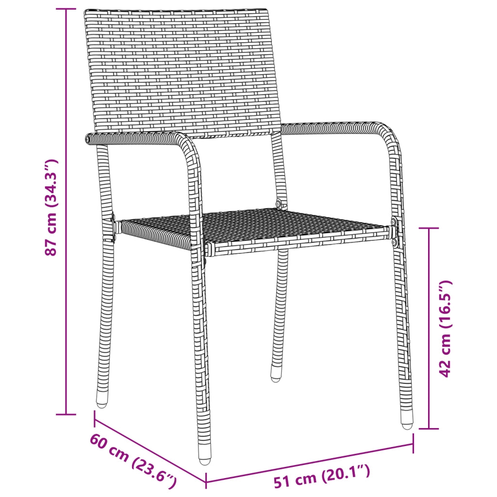 Set di Mobili da Giardino 7 Pezzi Grigio Polyrattan