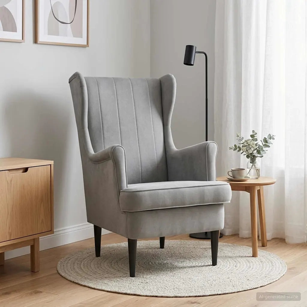 Poltrona-Divano Sedia-Poltroncina Grigio Chiaro Velluto 207295