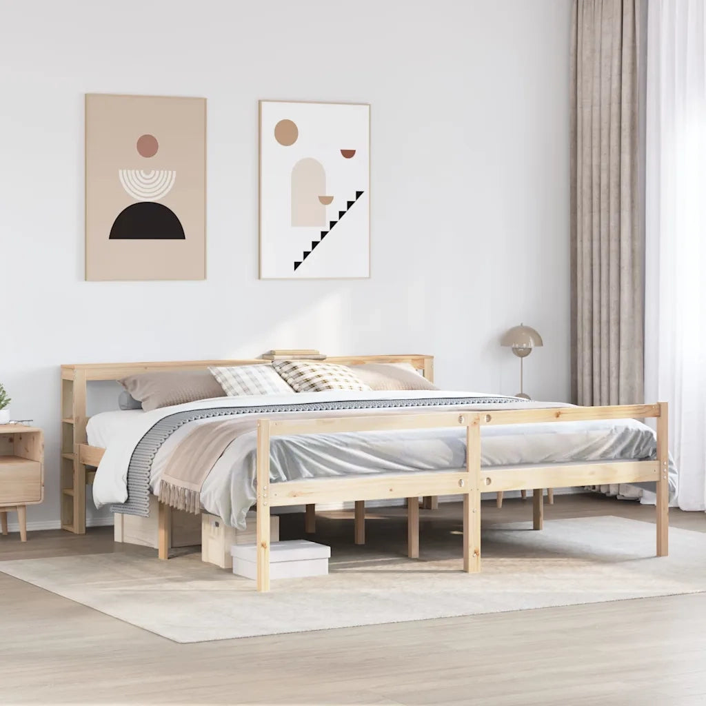 Letto per Anziani con Testiera 200x200 cm Legno Massello Pino 3305873