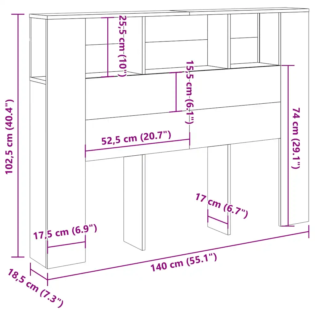 Testiera Contenitore Legno Antico 140x18,5x102,5 cm Truciolato 856880