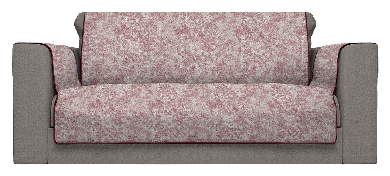 Copridivano con Copri Braccioli Seduta 230 cm in Poliestere e Cotone Bordeaux