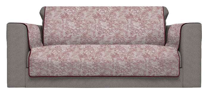 Copridivano con Copri Braccioli Seduta 230 cm in Poliestere e Cotone Bordeaux