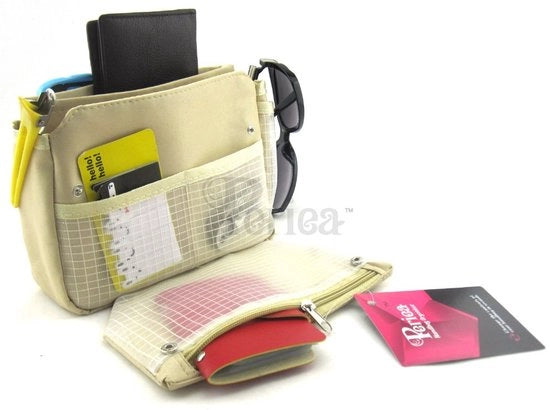 Organizzatore per borse da mano 'Tegan' - ideale per borse da mano piccole - 9 tasche (marrone chiaro)