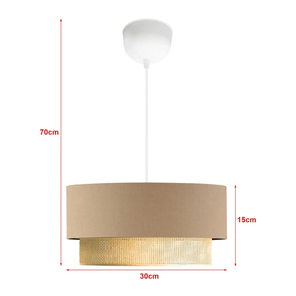 Lampadario a sospensione attacco E27 altezza 70 cm beige/giallo 03_0007539