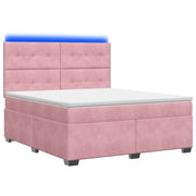 Letto box spring con materasso Rosa 140 x 200 cm Velluto 3455125