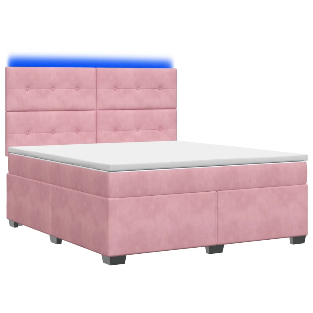 Letto box spring con materasso Rosa 140 x 200 cm Velluto 3455125