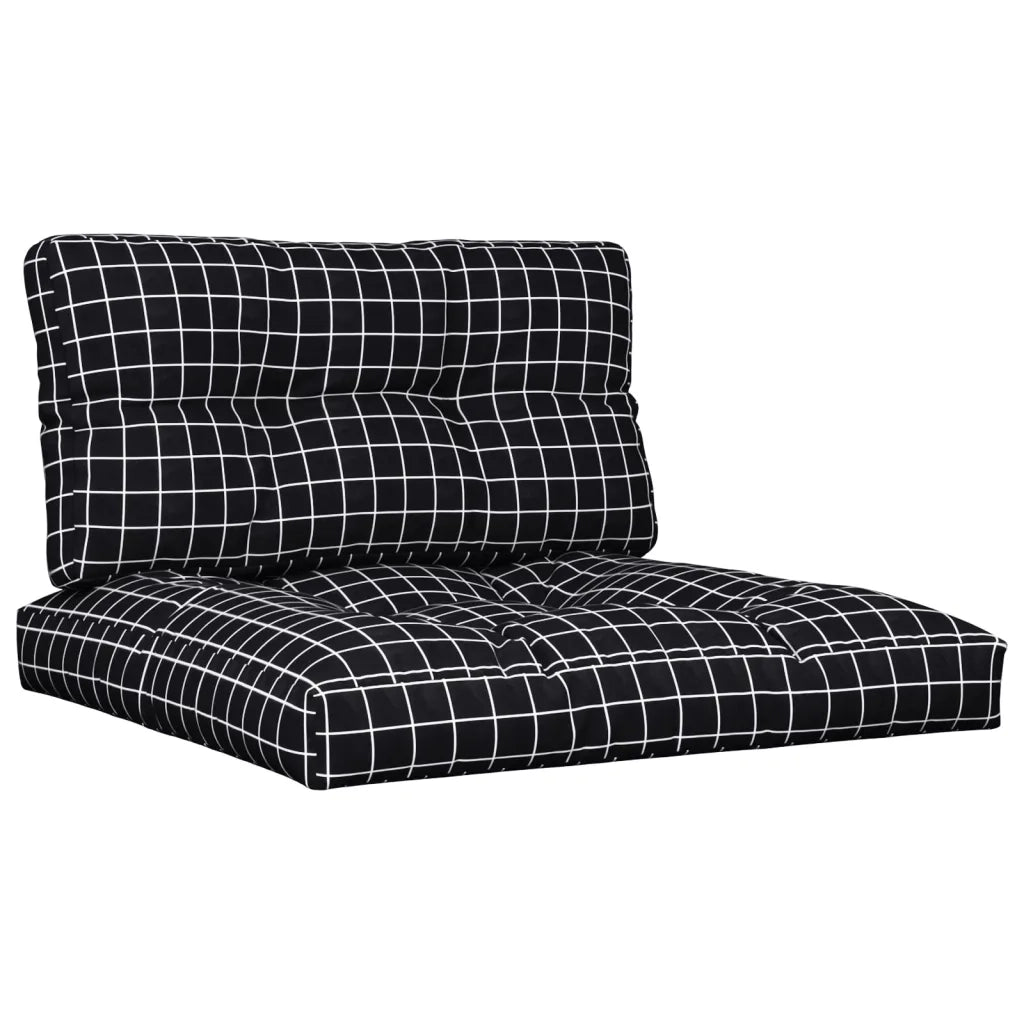 Cuscini per Pallet 2 pz Neri Motivo a Quadri Tessuto 360705