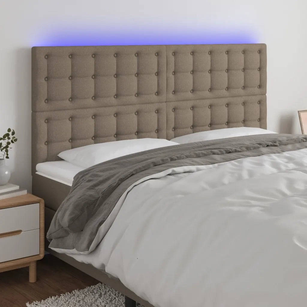 Testiera | Testata a LED tortora 200x5x118/128cm in Tessuto