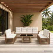 Set Divano da Giardino 9 pz Beige e Bianco Crema polyrattan 3436626