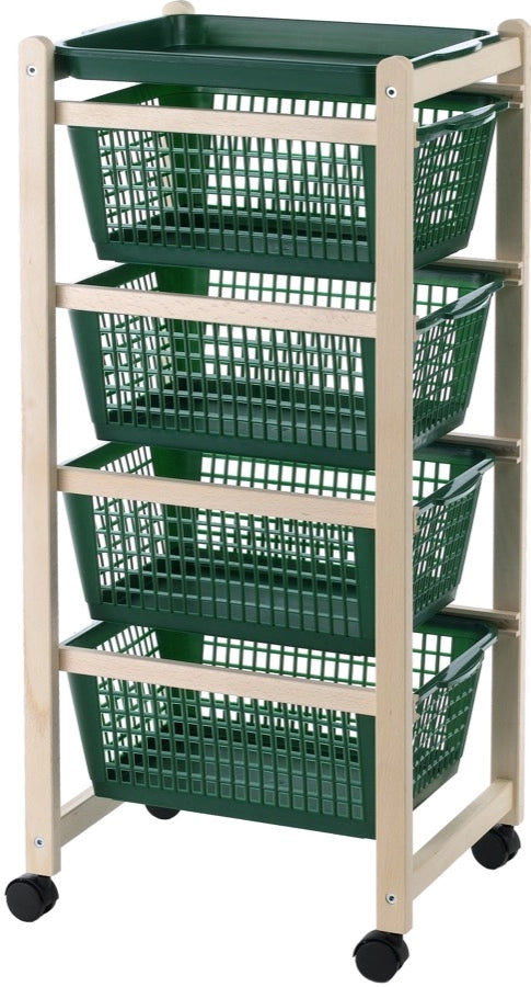 CARRELLO SALVASPAZIO CON 4 CESTI LEGNO NATURALE 36 X 30 X H82 CM ASSORTITO