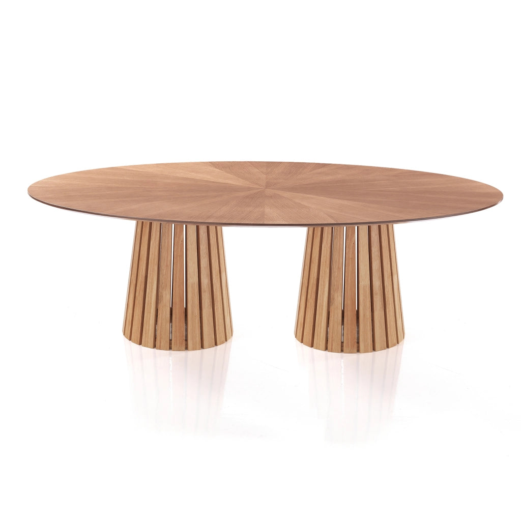 Tavolo ovale MALTA WOOD in MDF effetto rovere e metallo nero