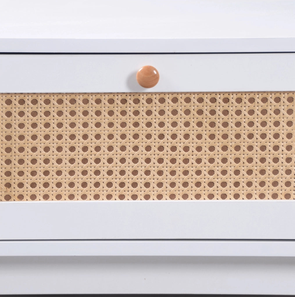 Tavolino da caffè con vano contenitore 110x55x38;5 cm; bianco e legno; in MDF