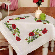 Tessuto da tavolo con maniglie a croce di Malta in punto di crocera con tessuto di cotone pre-cucito, con set di punti per cucire (80x80 cm)