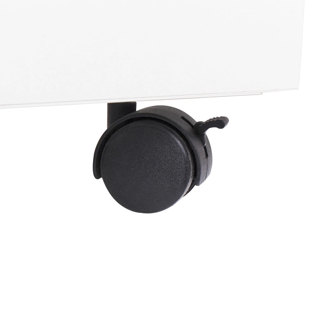 Armadietto per ufficio in legno massiccio con 2 cassetti e ruote con serratura a chiave bianco design moderno