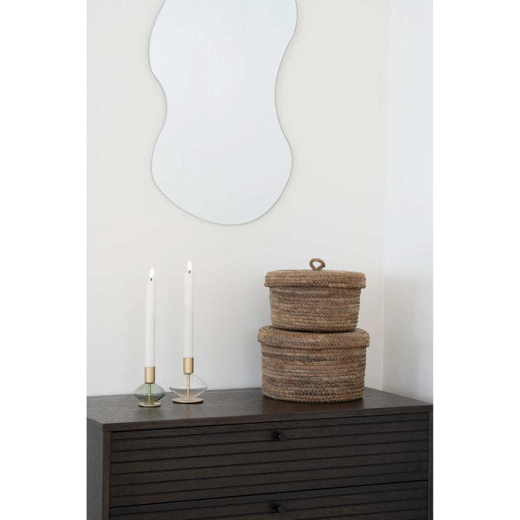 Set di 2 Cesti Portaoggetti Desio, Marrone, Foglie di Banano, 21x21x14 cm