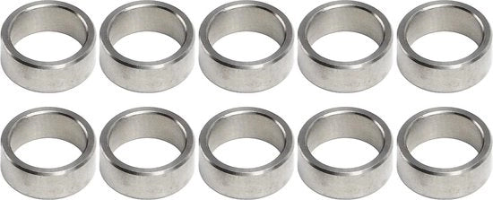 Confezione da 10 set di distanziatori a rullo in acciaio inossidabile - diametro interno 12 mm - diametro esterno 15 mm - set di anelli per hardware.