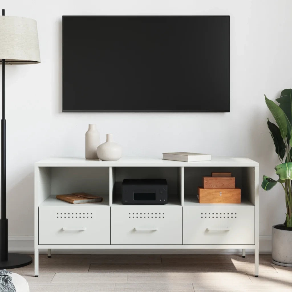 Mobile TV Bianco 100,5x39x50,5 cm in Acciaio 843041