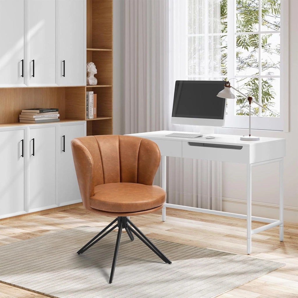Set di 2 Sedie Sala da Pranzo, Sedie Ergonomiche in PU, Girevole a 360°, per Cucina, Soggiorno, Camera da Letto, Marrone