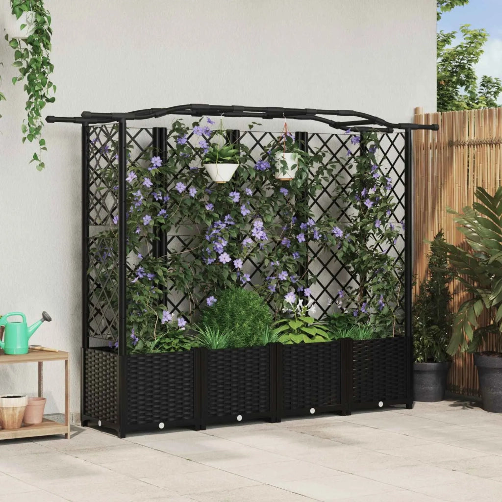 Letto Rialzato con Griglia e Tetto Nero 204 x 40 x 141 cm PP 42032538