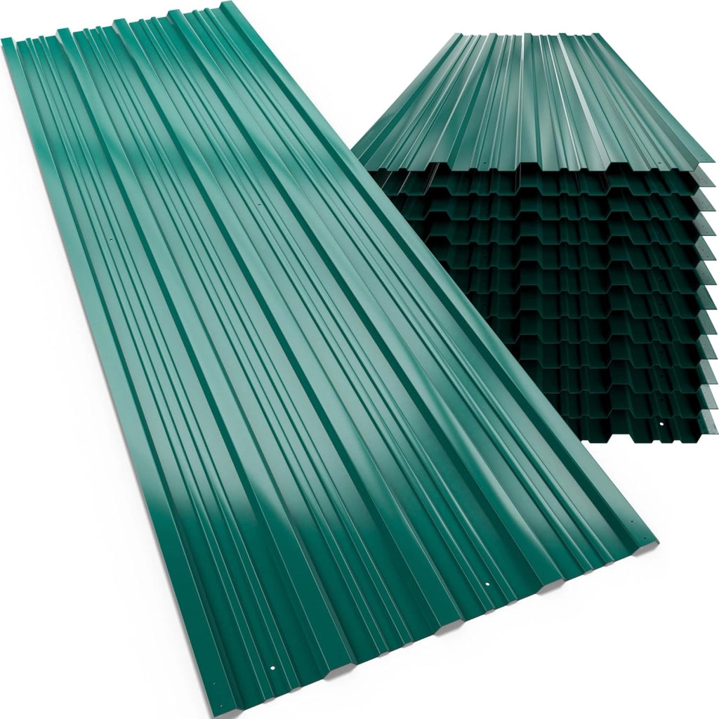12x Lamiere Zincate Profilate 129cm x 46cm = 7m² Lastre Trapezoidali Pannelli Copertura in Metallo Tetto Tettoia Lamiera Grecata Onduline Verde