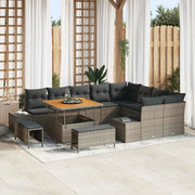 Set Divano da Giardino con cuscino 12 pcs Grigio Poly Rattan