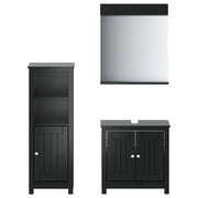 Set Mobili da Bagno | Armadio da bagno 3 pz BERG Nero in Legno Massello di Pino