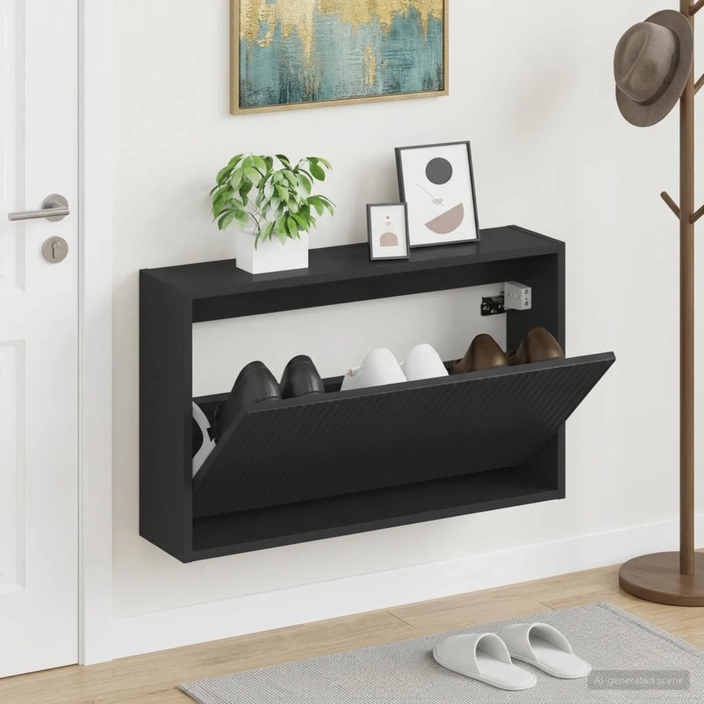 Mobiletto per Scarpe da Muro ARNHEM 71 x 17 x 43 cm Nero 896626