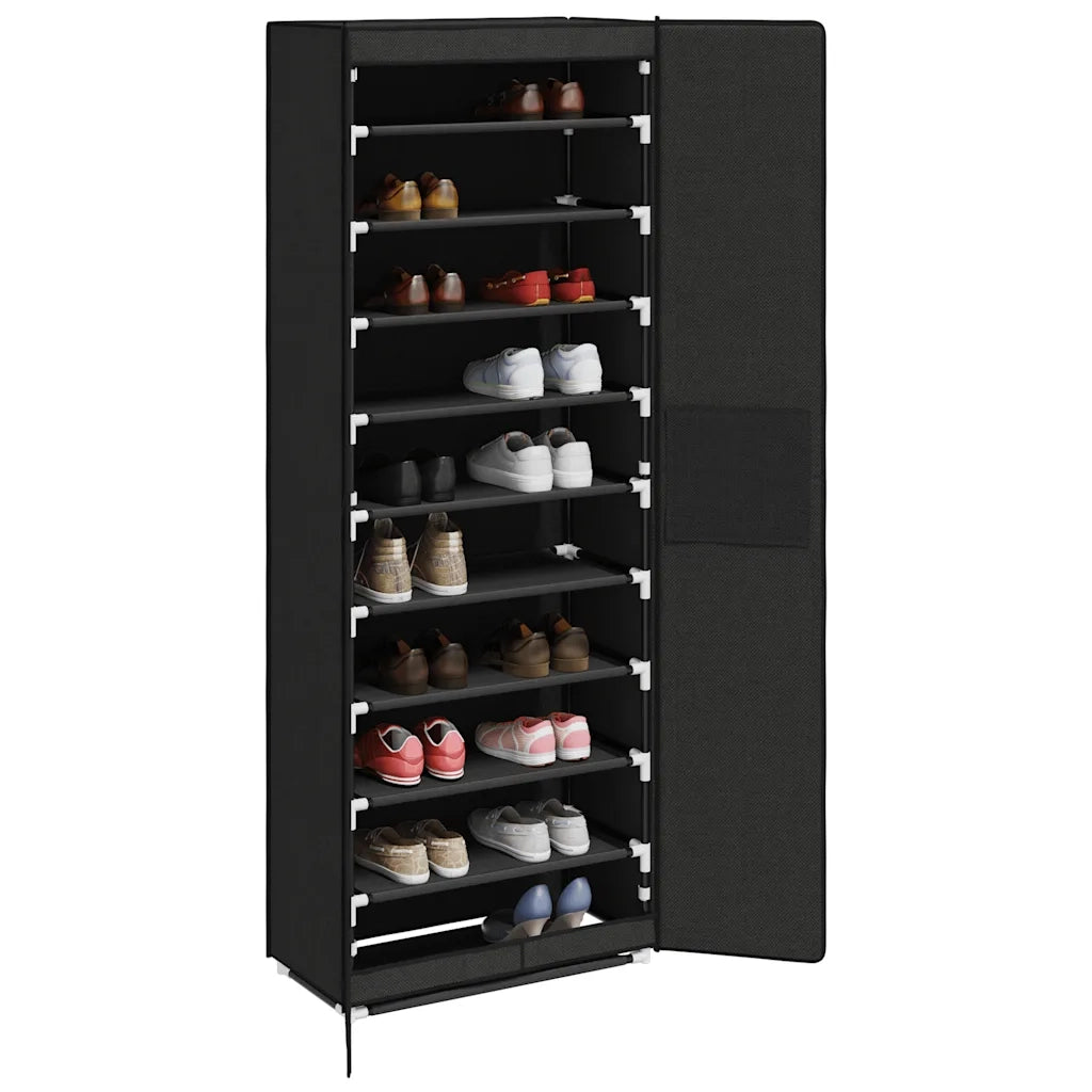 Scarpiera-Scaffale per scarpe Nera 60x30x166 cm in Tessuto