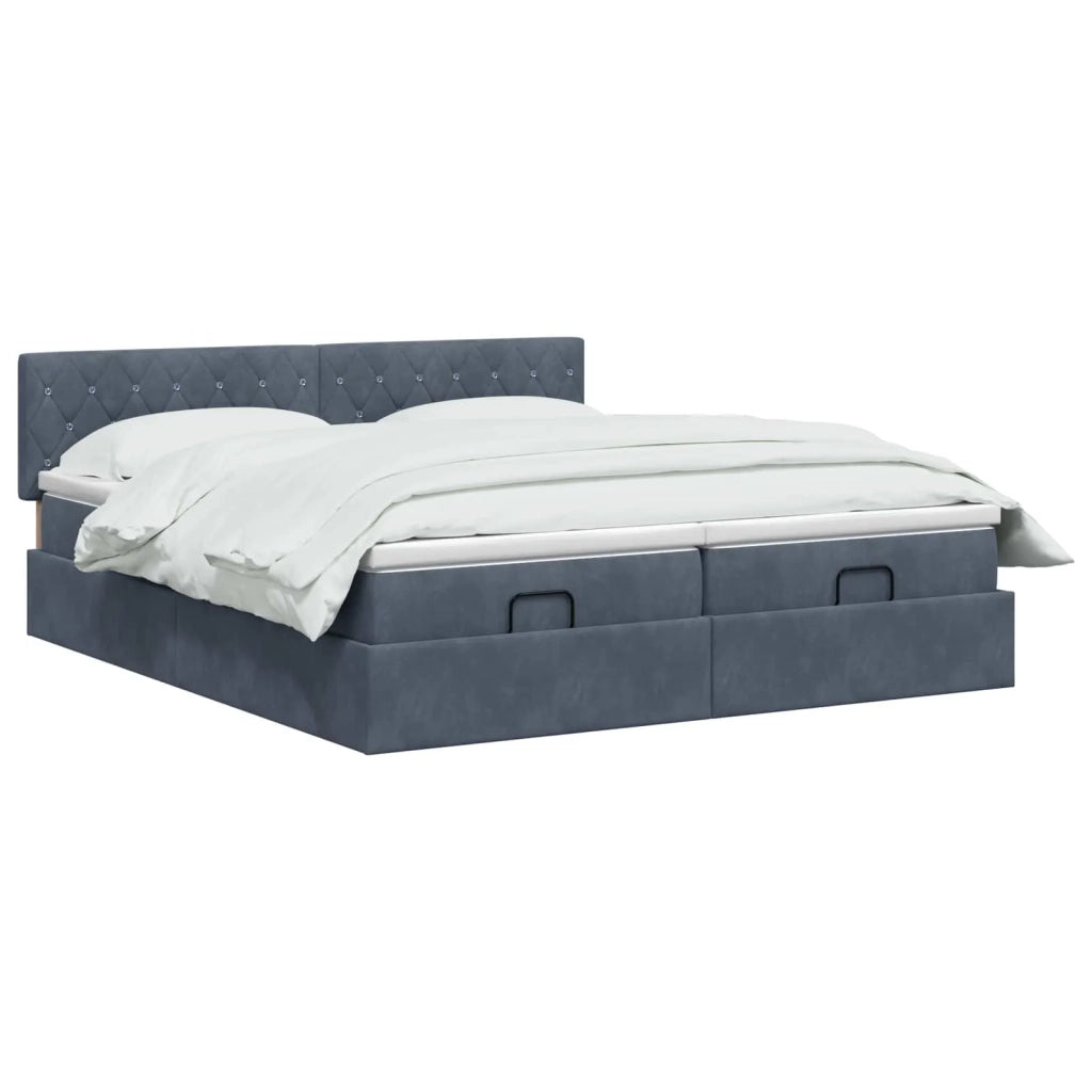 Letto ottomano con materasso 2 pcs Grigio Scuro Velluto 3456739